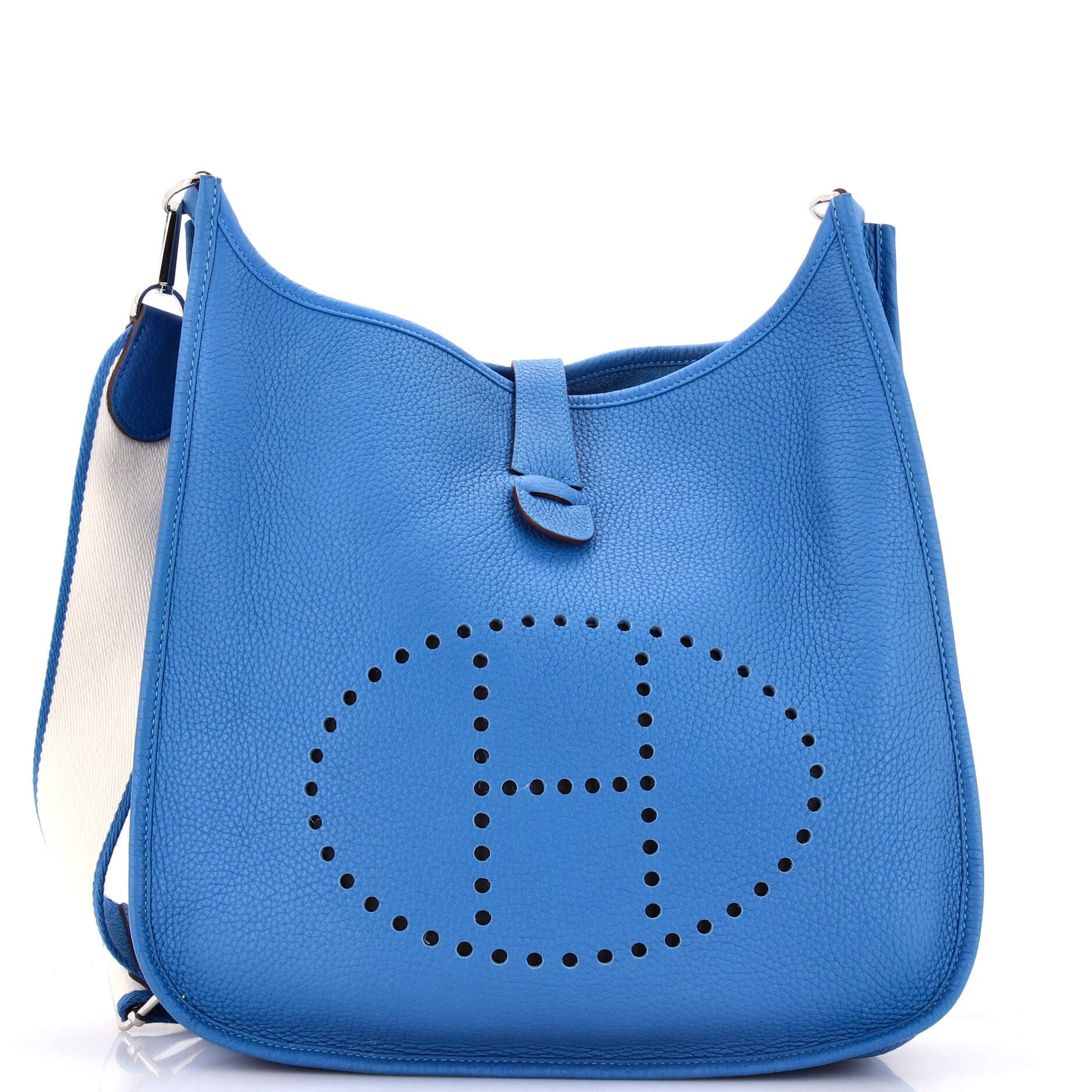 Pre-Owned Hermes Evelyne Bag Gen III Clemence GM, Main, color, Mykonos