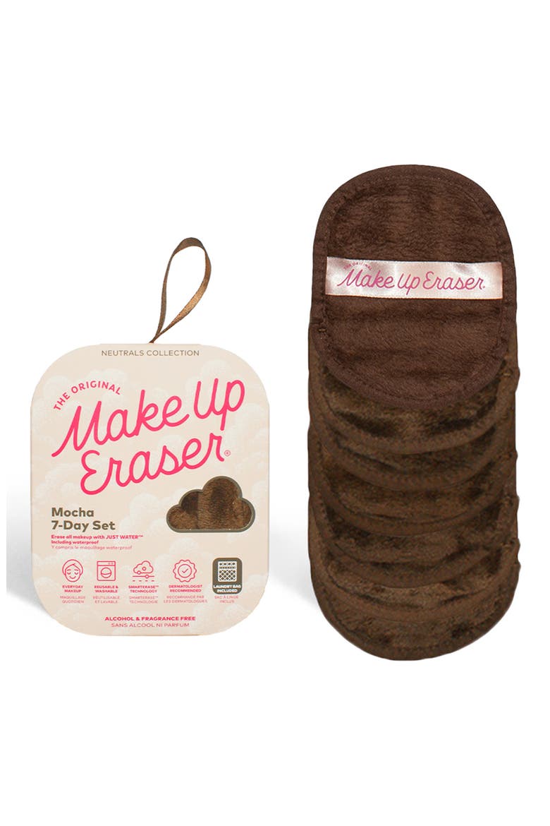 7-Day Chic MakeUp Eraser Set with Laundry Bag, Main, color, MOCHA