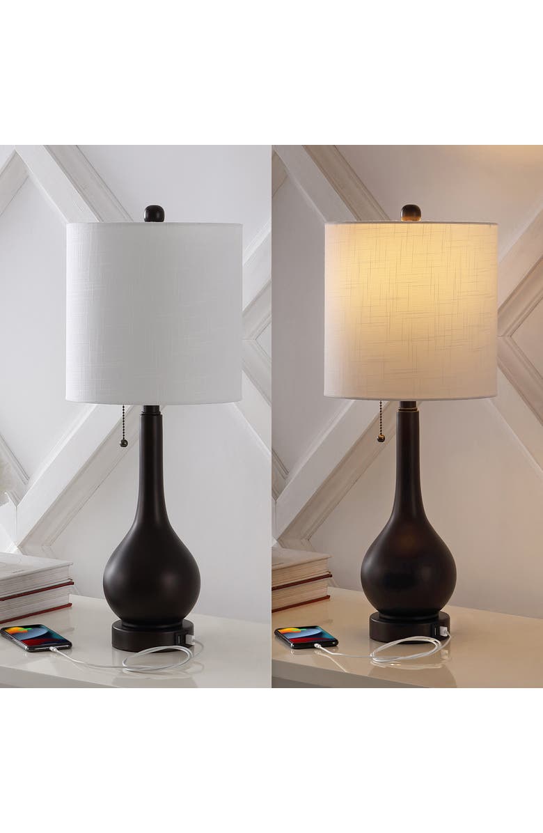 JONATHAN Y Tyler 24" Modern Classic Gourd Iron LED Table Lamp with Pull-Chain with Dual USB Charging Port, Alternate, color, Oil Rubbed Bronze