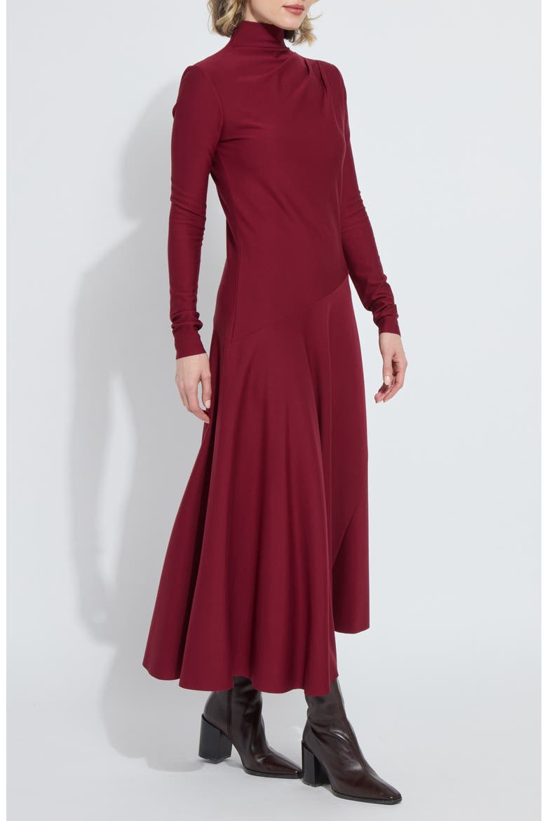 Yaritza Asymmetric Long Sleeve Maxi Dress, Alternate, color, RED NIGHT