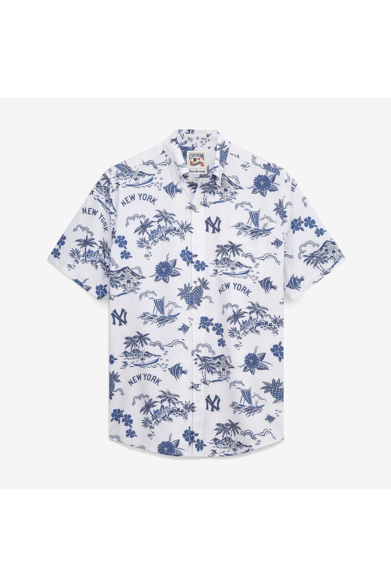 Men's Reyn Spooner  White New York Yankees Cooperstown Kekai Performance Button-Down Tri-Blend Shirt, Main, color, White