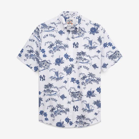 Men's Reyn Spooner  White New York Yankees Cooperstown Kekai Performance Button-Down Tri-Blend Shirt