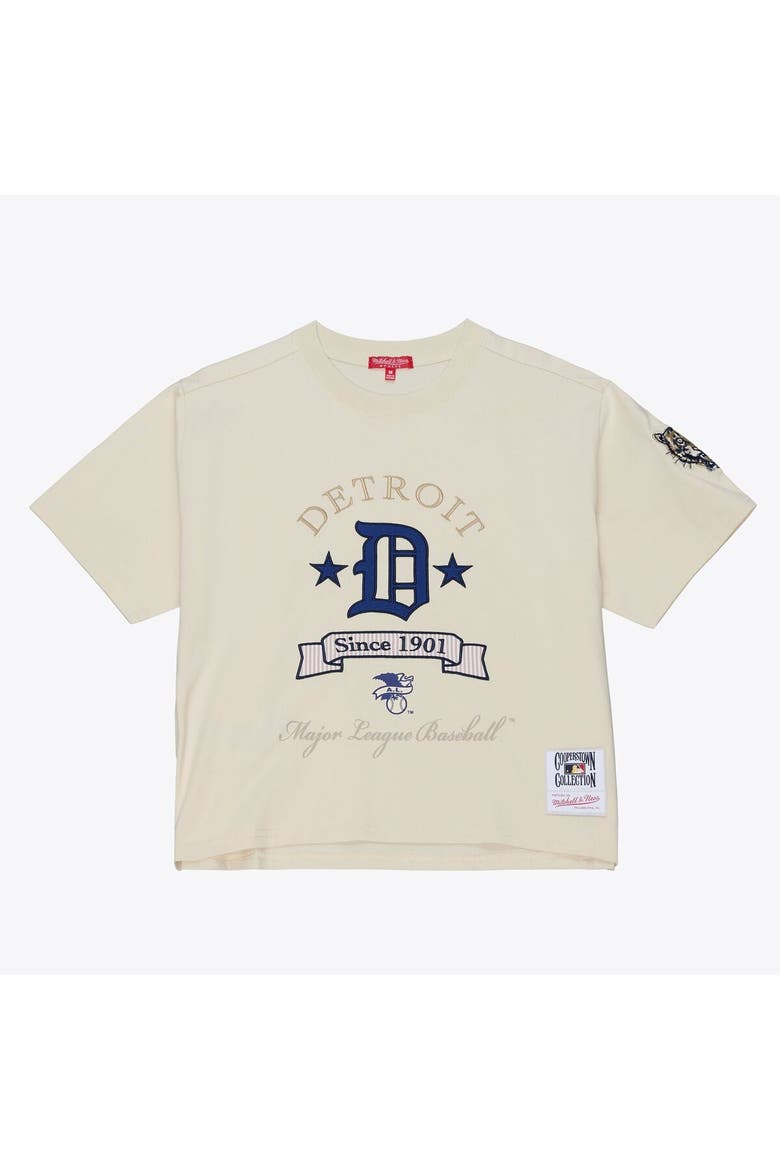 Women's Mitchell & Ness  Cream Detroit Tigers Cooperstown Yacht Rock Boxy Cropped T-Shirt, Alternate, color, Cream