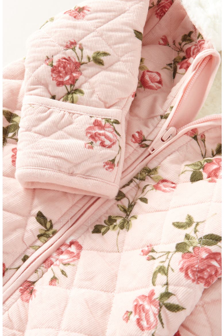 Hooded Quilted Fleece Lined Bunting, Alternate, color, PINK LOTUS MOOD FLORAL