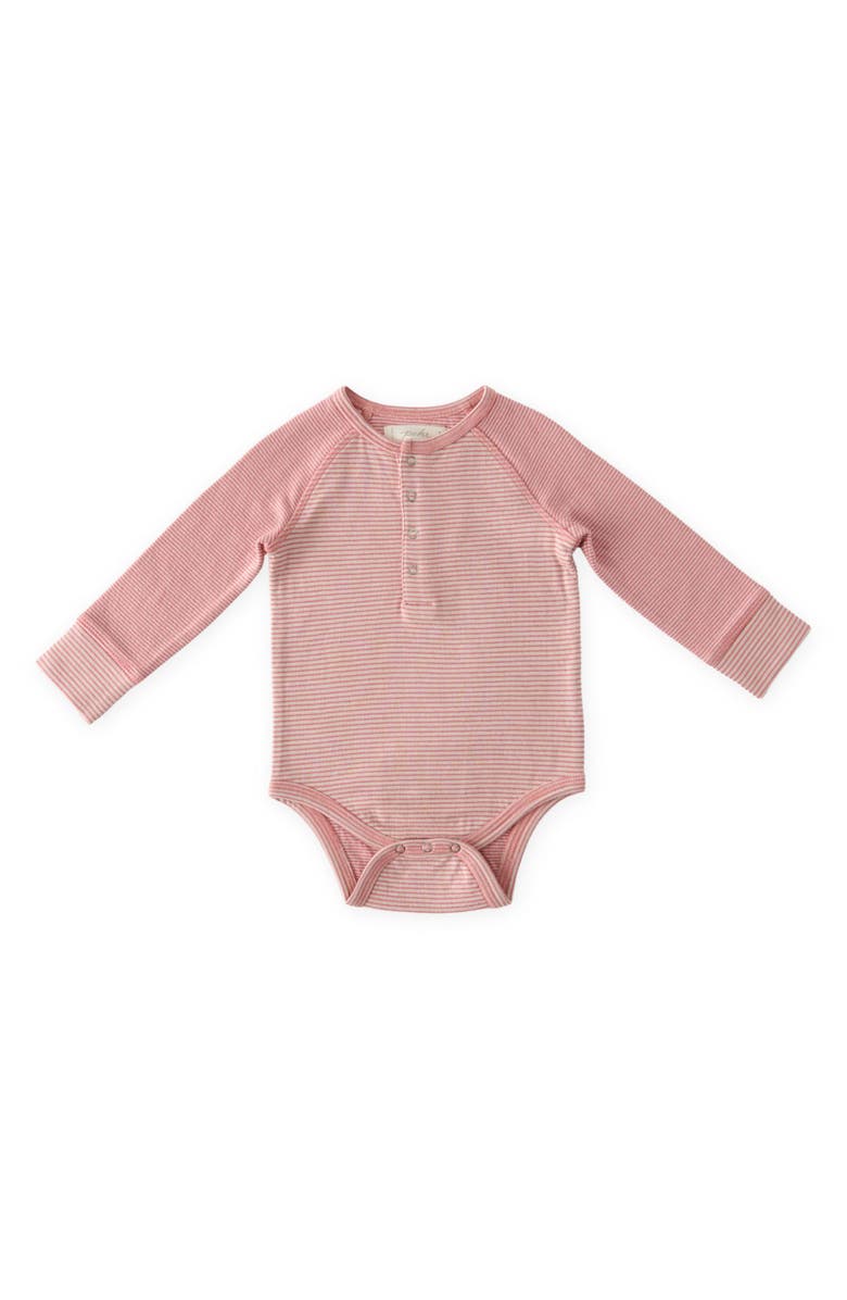 Pehr Sailor Stripe Raglan Sleeve Organic Cotton Bodysuit, Main, color, Tea Rose