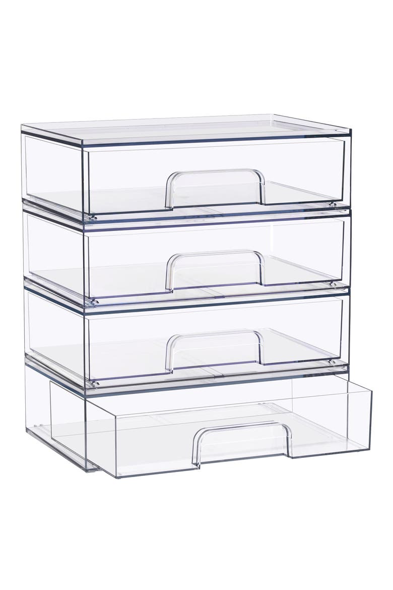 4-Pack Stackable Wide Storage Drawers, Main, color, NO COLOR