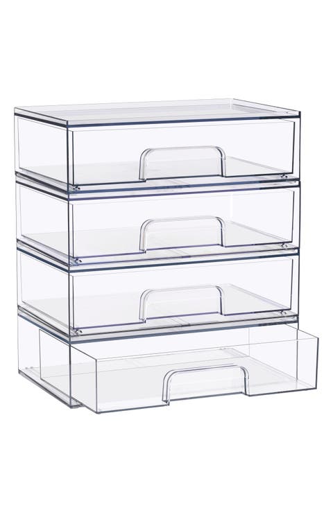 4-Pack Stackable Wide Storage Drawers