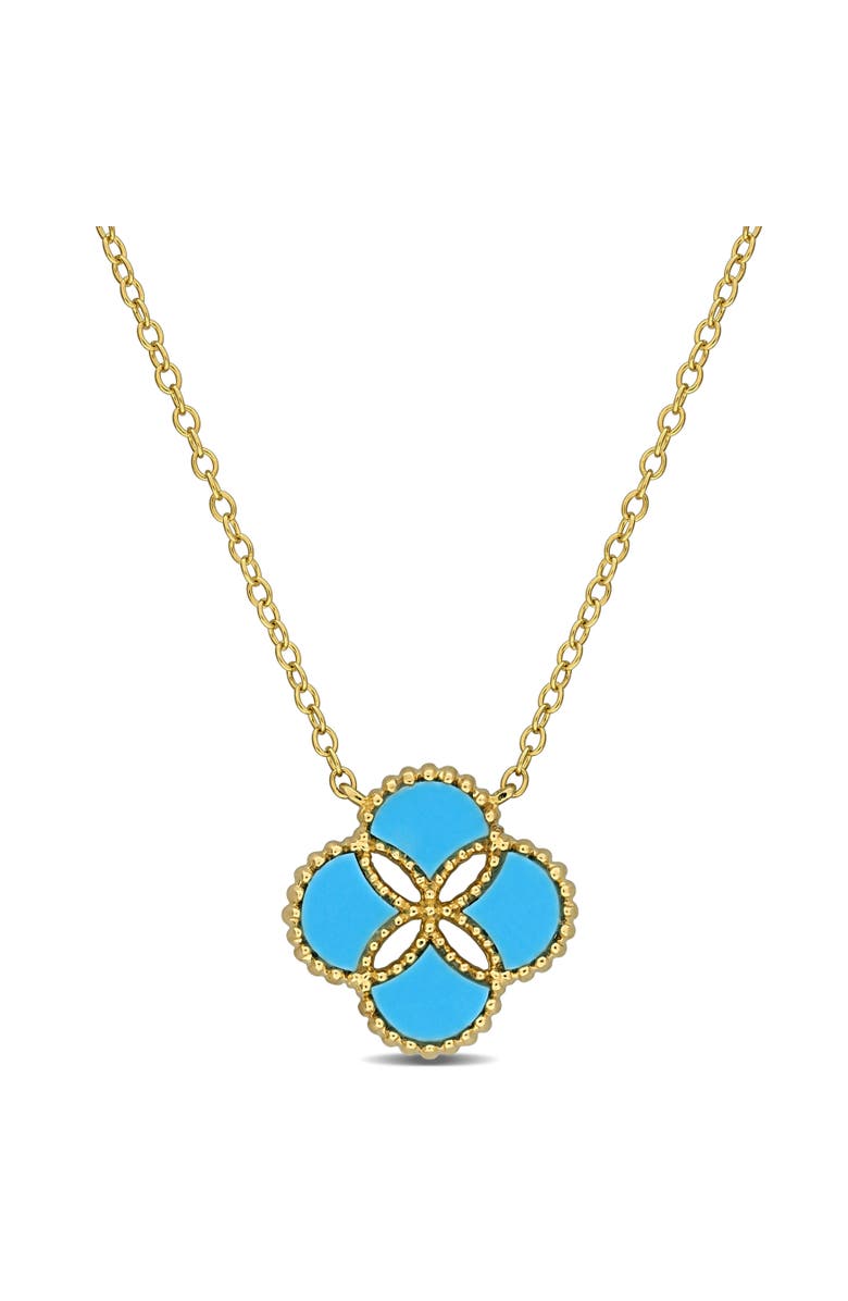 Julianna B. Lab-Created Turquoise Clover Flower Necklace, Main, color, Created Turquoise