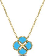 Julianna B. Lab-Created Turquoise Clover Flower Necklace