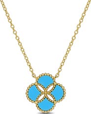 Julianna B. Lab-Created Turquoise Clover Flower Necklace