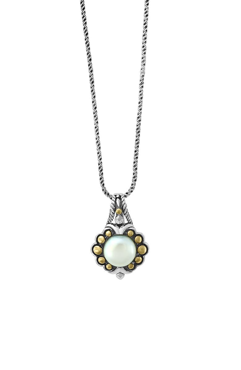 EFFY 18K Gold & Sterling Silver 9-10mm Cultured Freshwater Pearl Pendant Necklace, Main, color, 