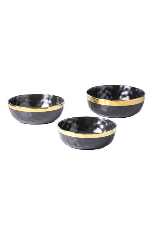 Stone Lain Florian Porcelain 3-piece Serving Bowl Set In Black