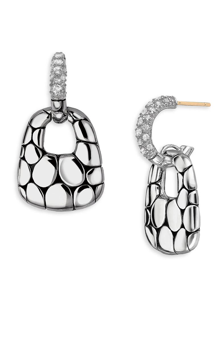 John Hardy Sterling Silver Kali Lava Door Knocker Earrings, Main, color, 