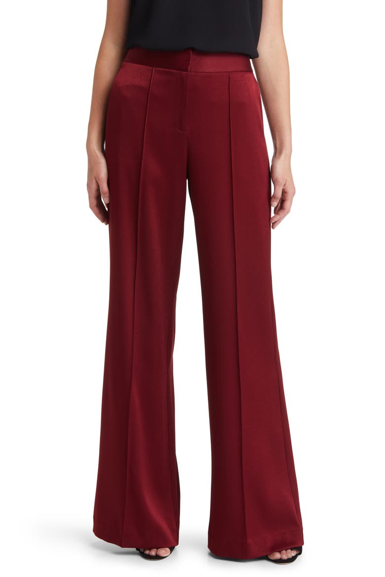 Andi Wide Leg Satin Pants, Main, color, BURGUNDY