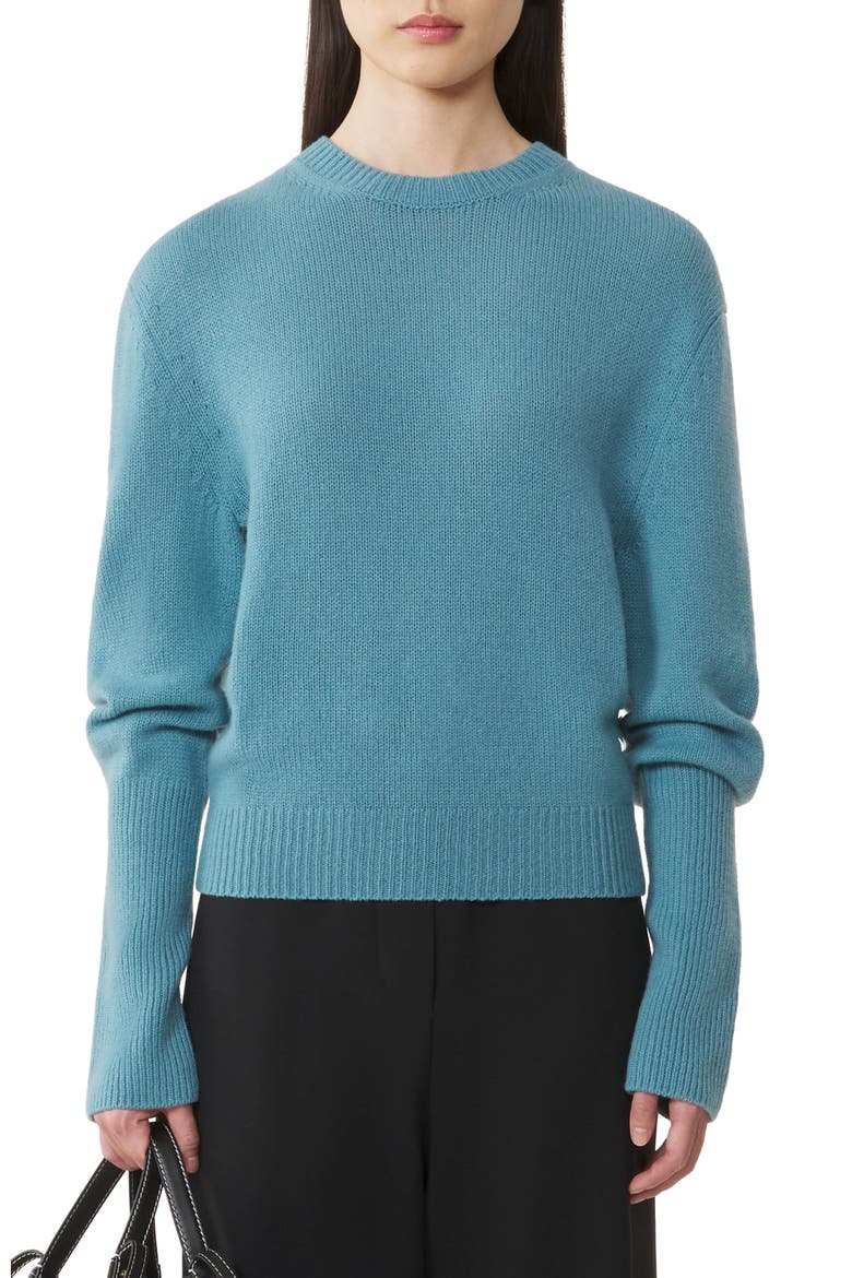 Cashmere Sweater With Grosgrain Detail, Alternate, color, Pale blue
