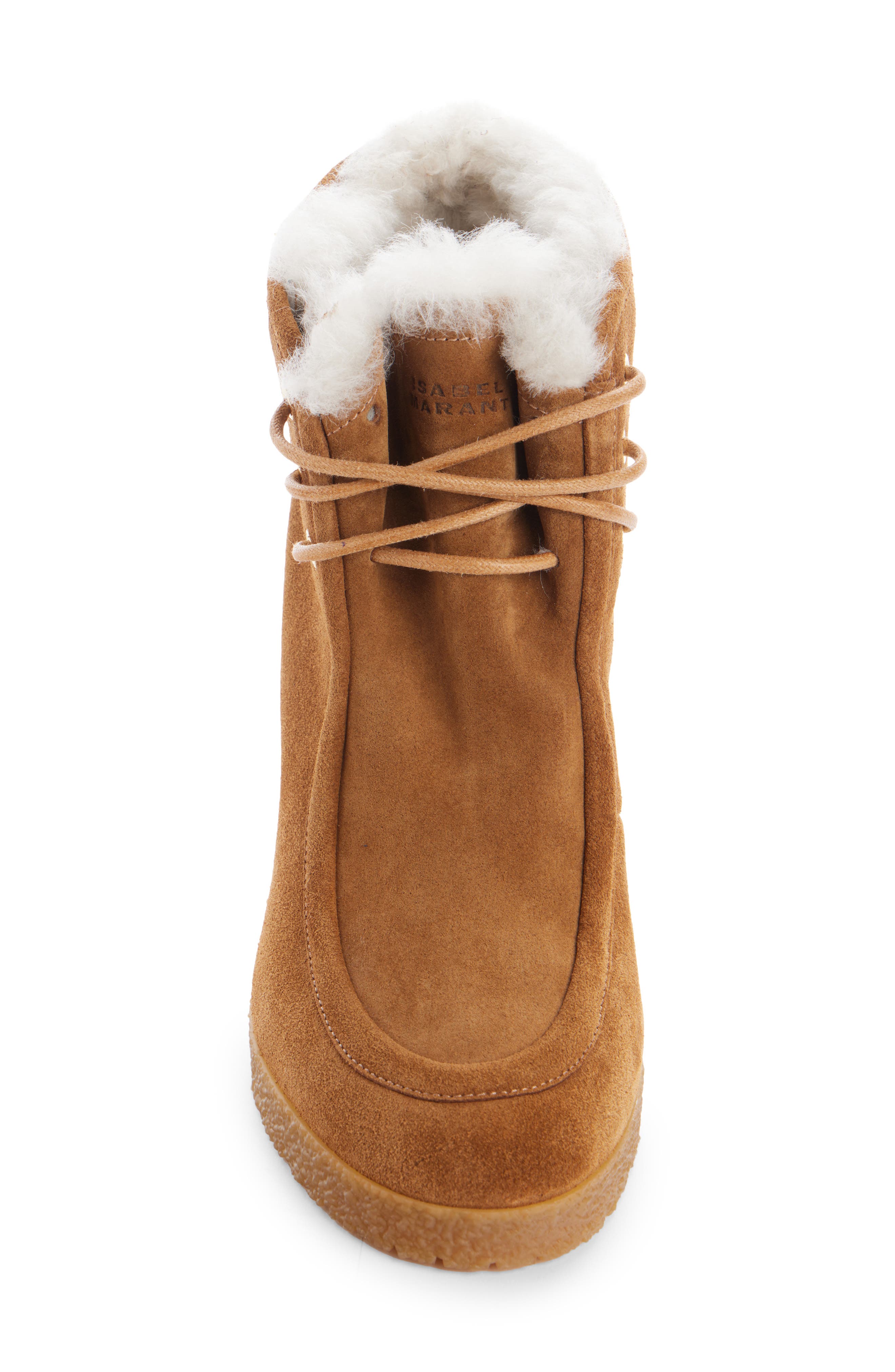 Cylia Genuine Shearling Bootie, Alternate, color, COGNAC