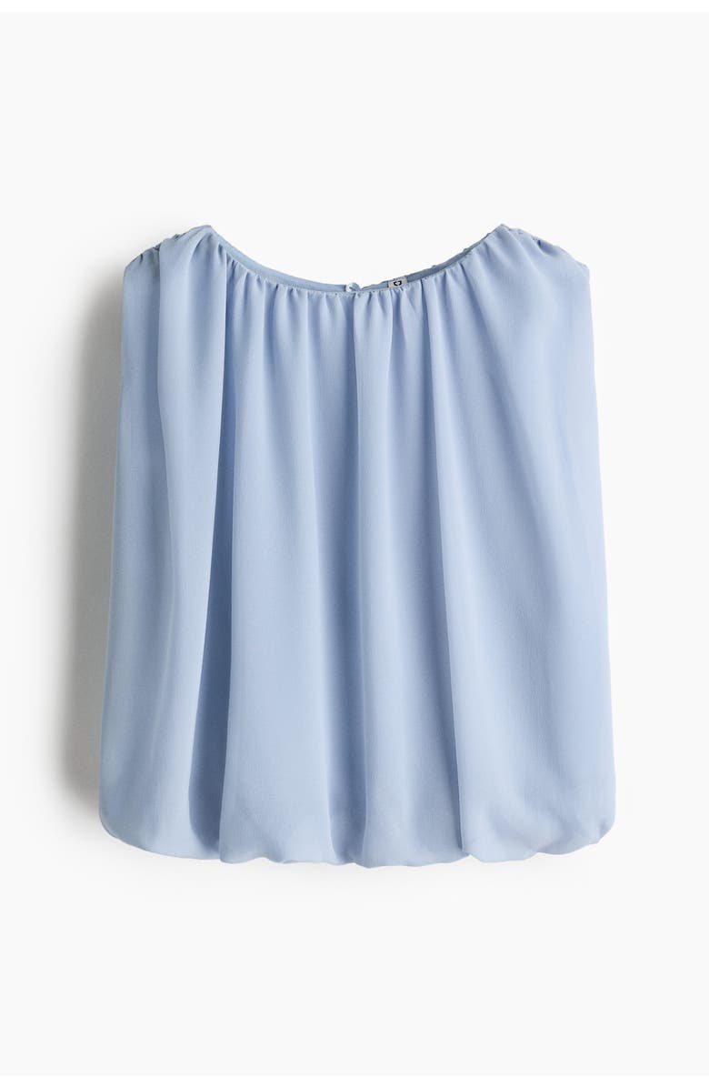 H&M Draped Bubble-hem Top, Main, color, Light Blue