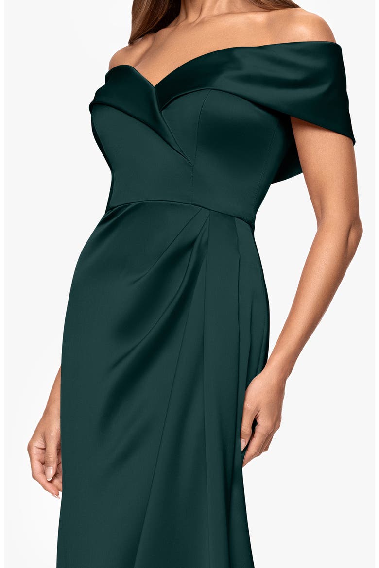Off the Shoulder Satin Gown, Alternate, color, HUNTER