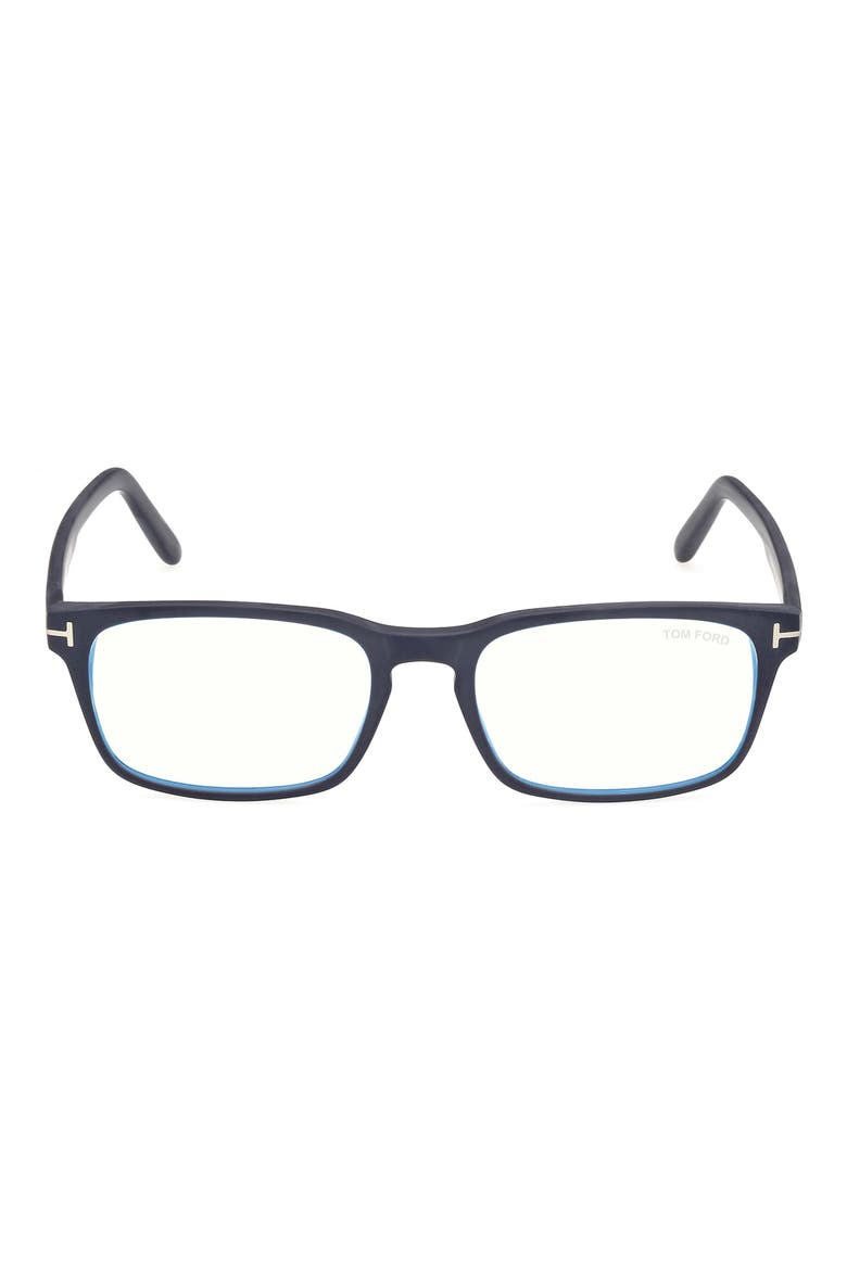 54mm Rectangular Blue Light Blocking Glasses, Main, color, DEEP BLUE / T LOGO