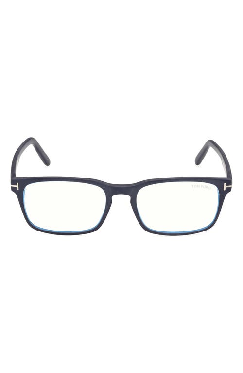 Tom Ford 54mm Rectangular Blue Light Blocking Glasses In Blue