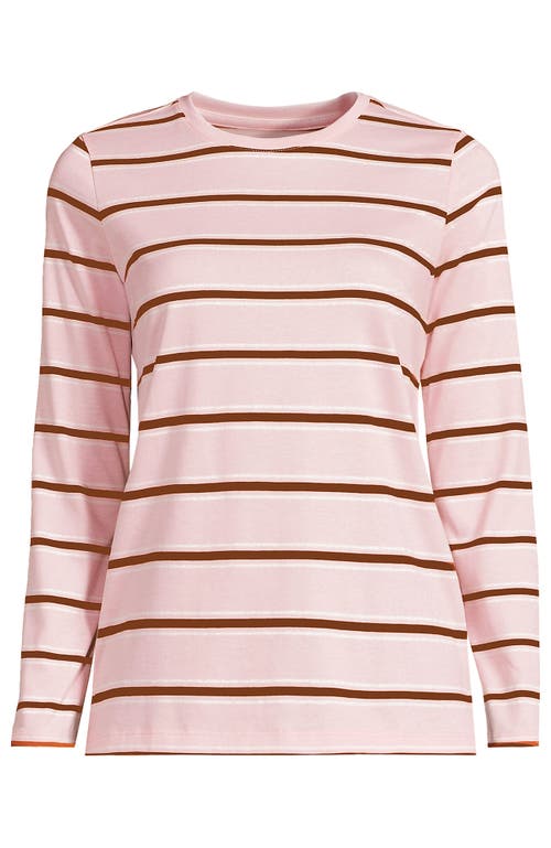 Lands' End Relaxed Supima Cotton Long Sleeve Crew Neck T-shirt In Pink
