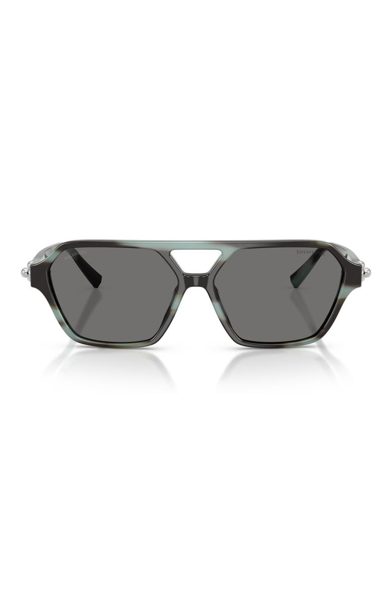 Polarized 58mm Square Sunglasses, Main, color, STRIPED BLACK TIFFANY / GREY