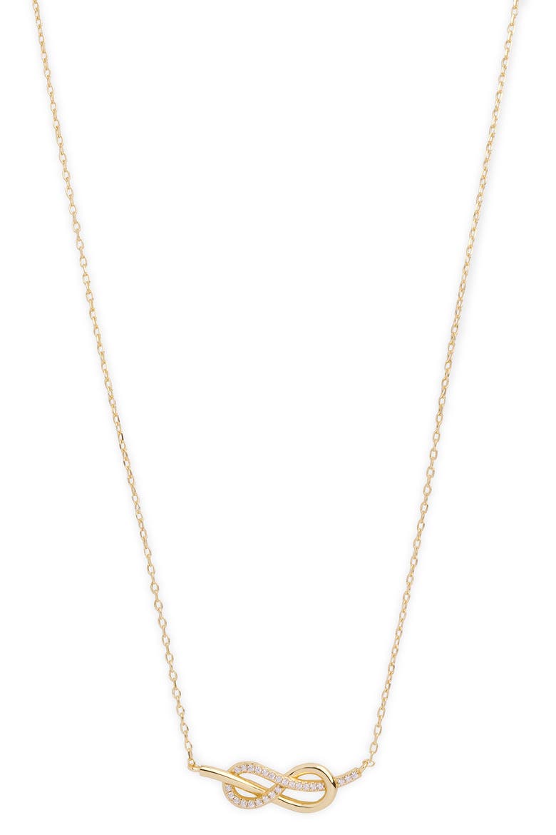 Love Knot Pavé Pendant Necklace, Main, color, GOLD
