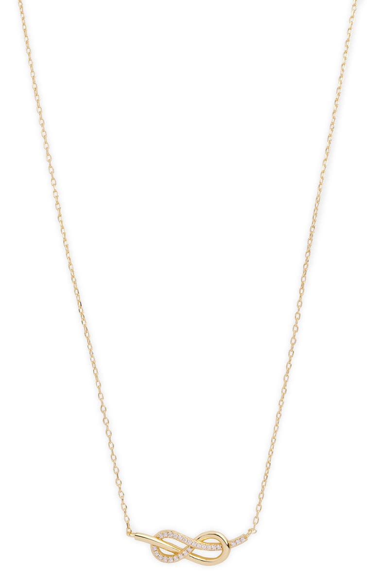 Argento Vivo Sterling Silver Love Knot Pavé Pendant Necklace, Main, color, Gold
