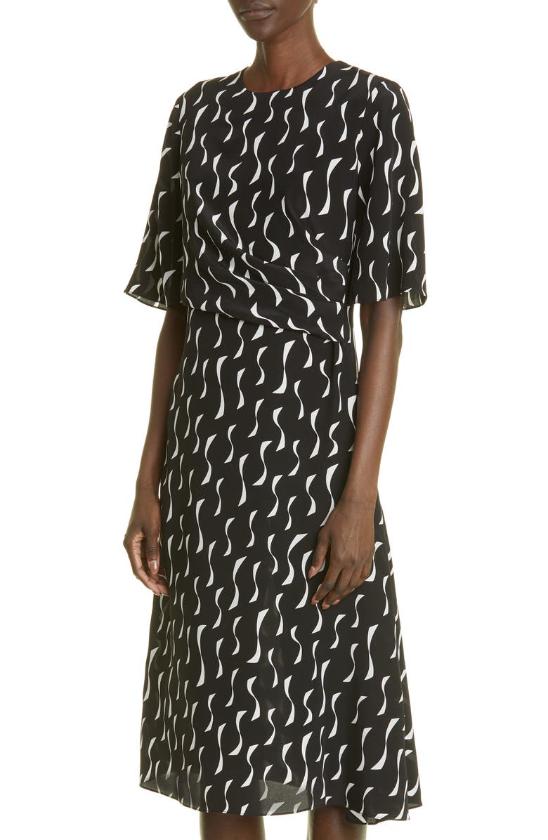 St. John Collection Abstract Geo Print Silk Dress, Alternate, color, 