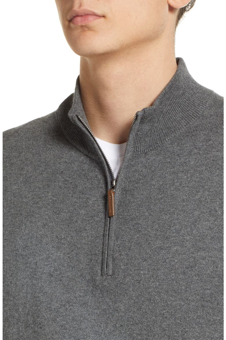 Half Zip Cotton & Cashmere Pullover Sweater, Alternate, color, GREY CASTLEROCK