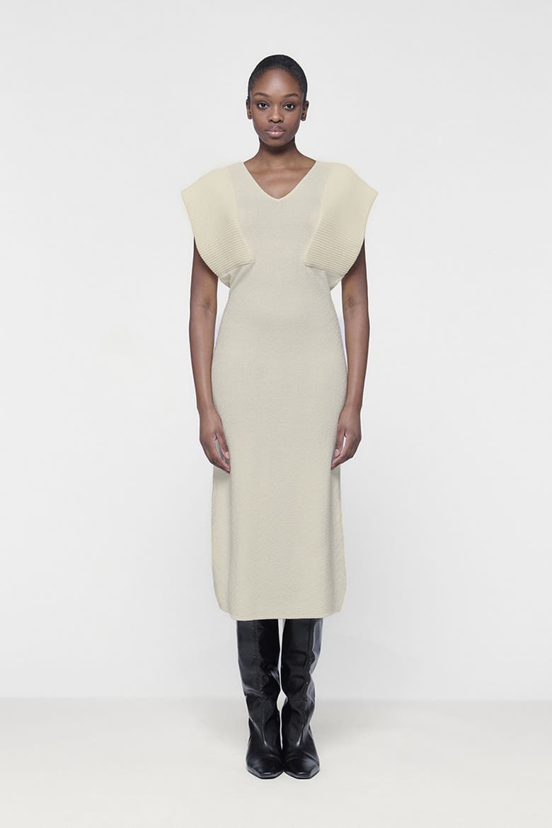 Ribbed Maxi Knit Dress, Alternate, color, White