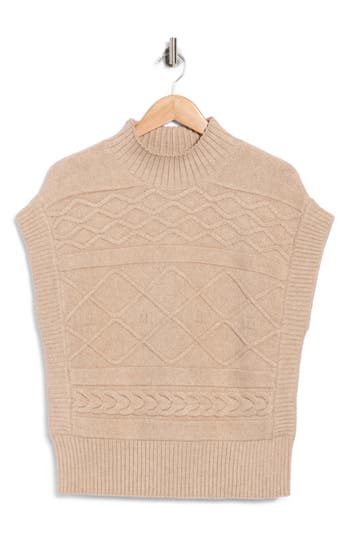 Cyrus Mock Neck Cable Knit Vest In Dark Sesame