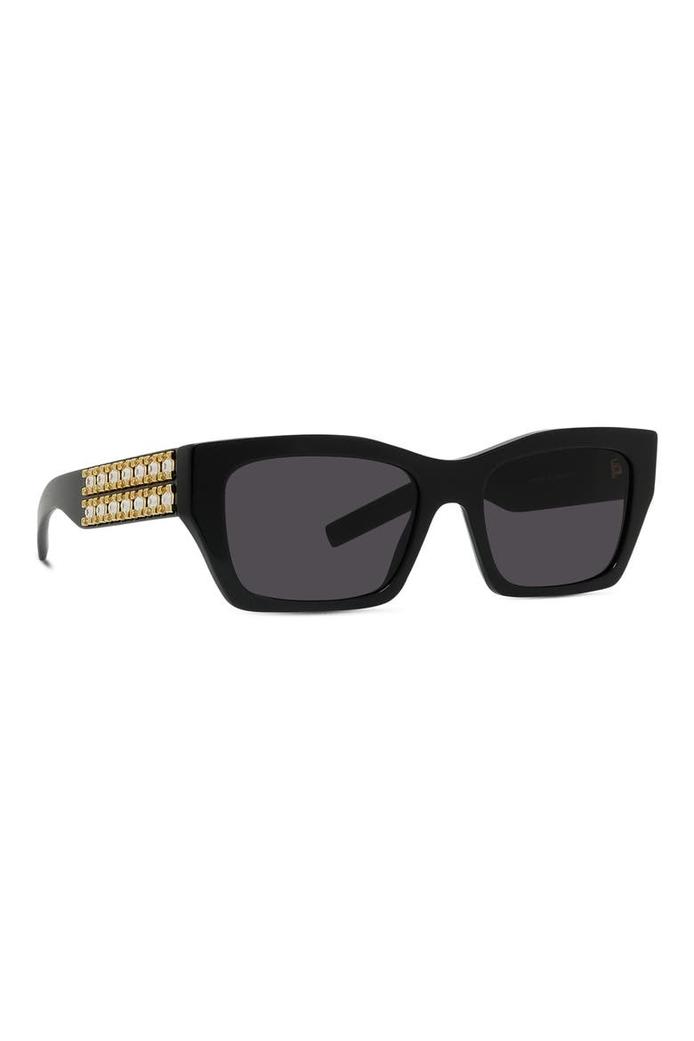 Plumeties 54mm Geometric Sunglasses, Alternate, color, SHINY BLACK / SMOKE