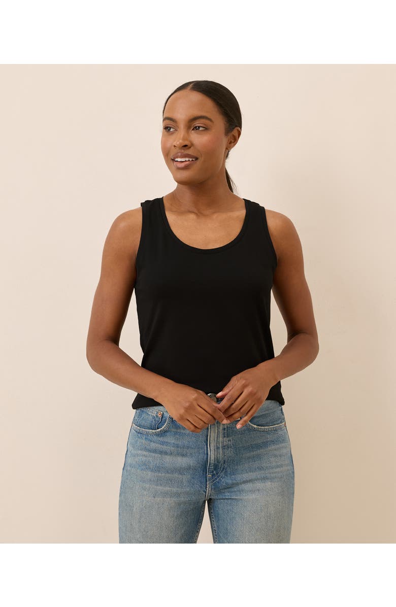 Pact Organic Cotton Luxe Stretch Jersey Tank, Main, color, Black