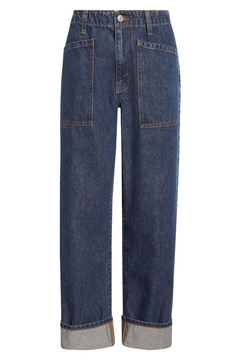 The Bender High Waist Cuff Straight Leg Jeans, Alternate, color, RUSTIC INDIGO