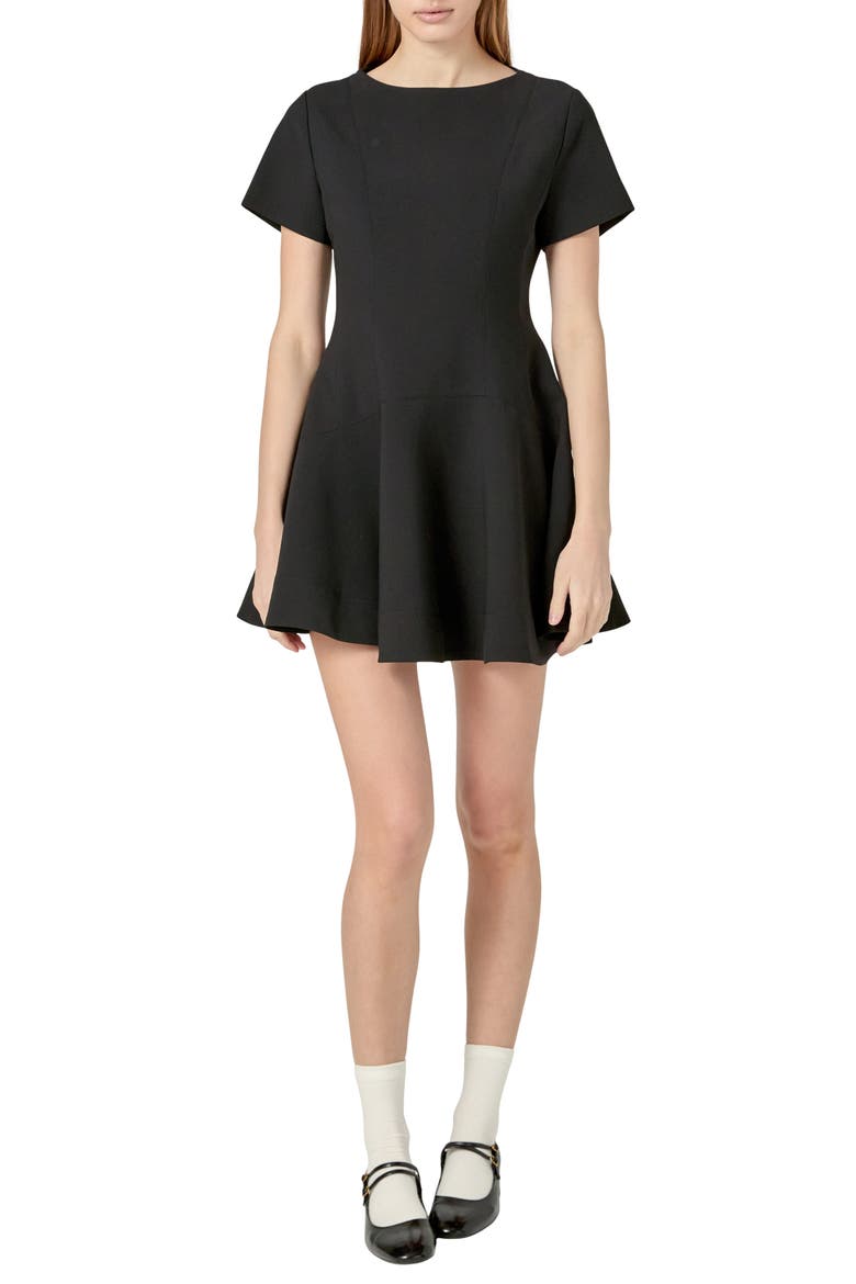 Flare Minidress, Main, color, BLACK