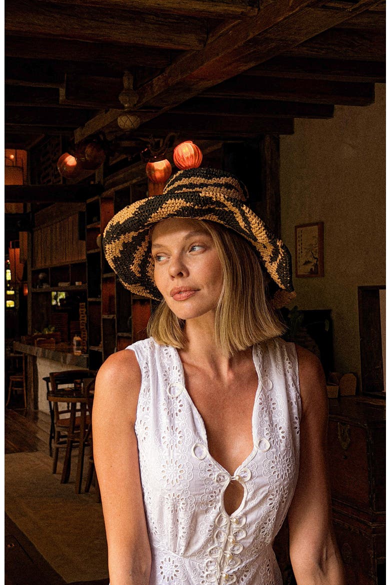 The Zenda Wide Brim Raffia Rancher Hat, Alternate, color, Black