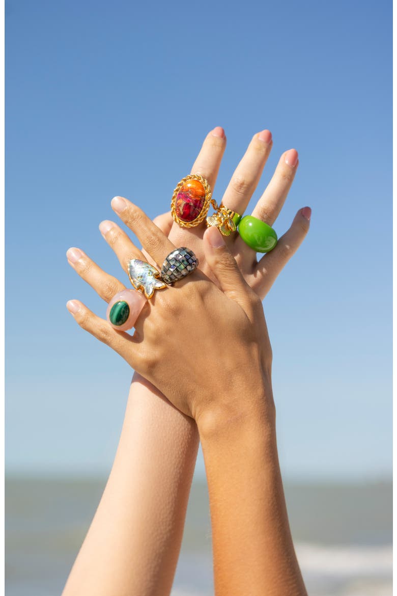 Abalone Fish Adjustable Ring, Alternate, color, BLUE MULTI