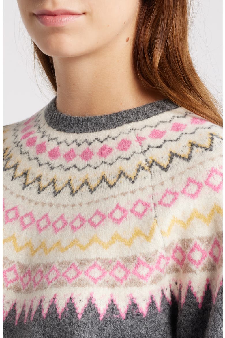 Fair Isle Sweater, Alternate, color, CHARCOAL PINK