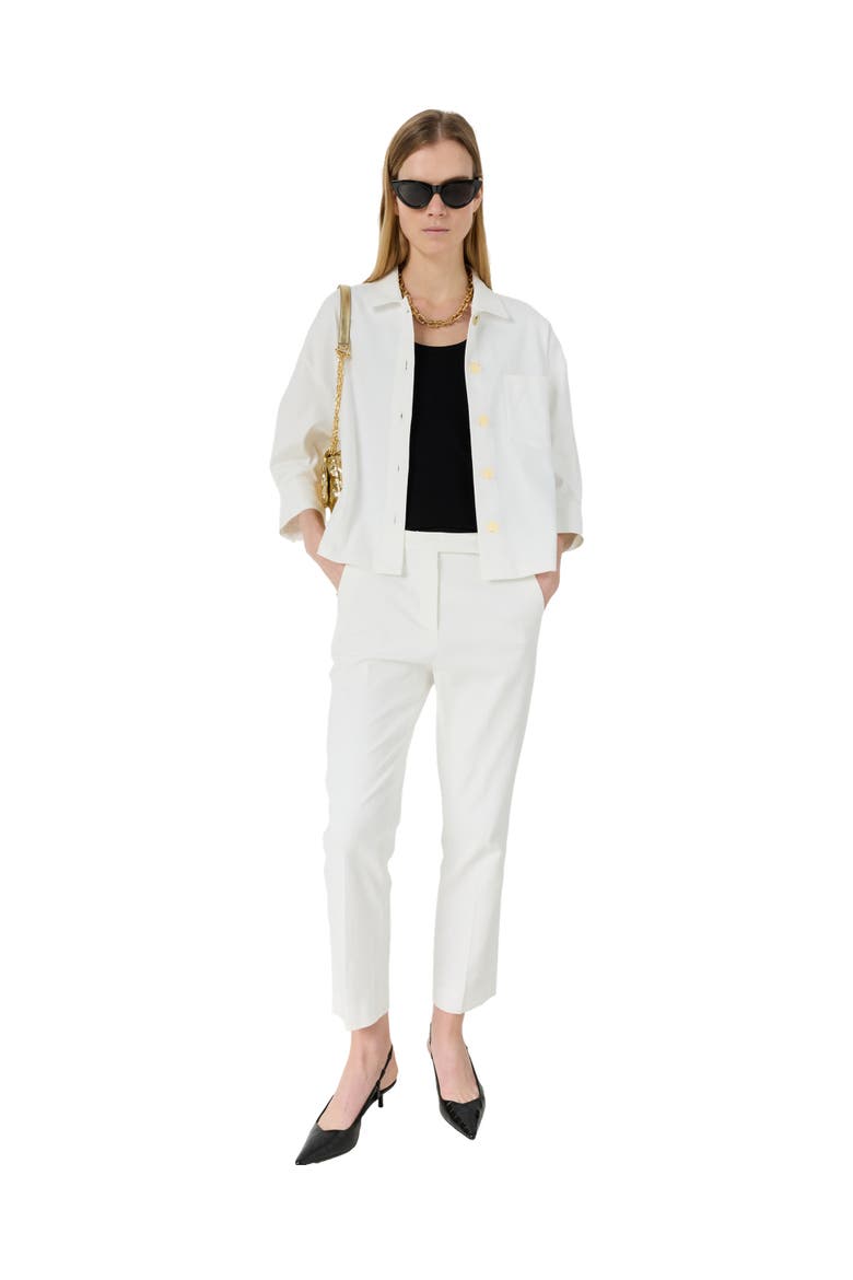 Tenya Tailored Cropped Boxy Jacket, Alternate, color, Ecru