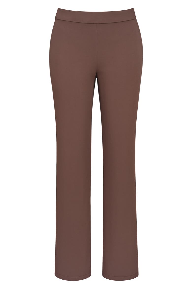 Chiara Straight Leg Crepe Trousers, Alternate, color, BROWN