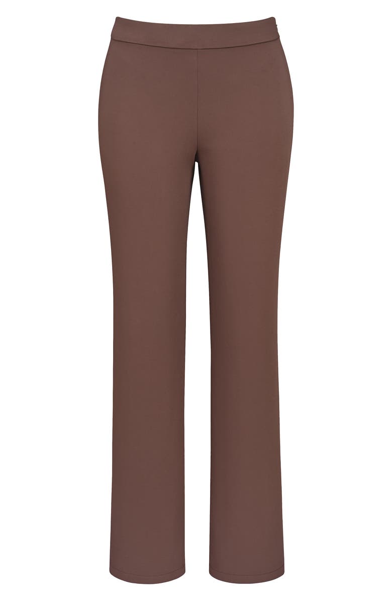 HOUSE OF CB Chiara Straight Leg Crepe Trousers, Alternate, color, Brown