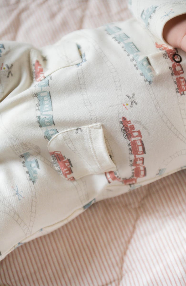 Pehr Henley Patch Pocket Organic Cotton Romper, Alternate, color, Locomotive
