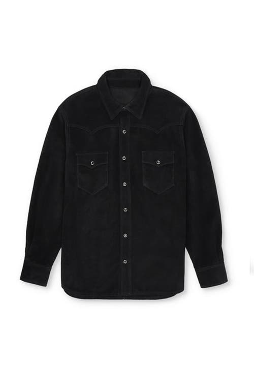 Fortela Linda Suede Leather Overshirt In Black