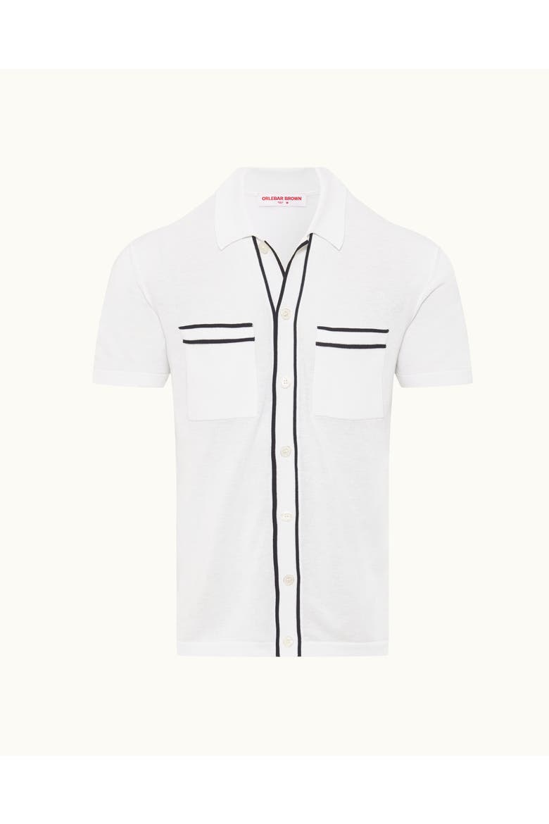 Keeling Classic Fit Cotton Silk Knitted Shirt, Alternate, color, White Sand/Night Iris