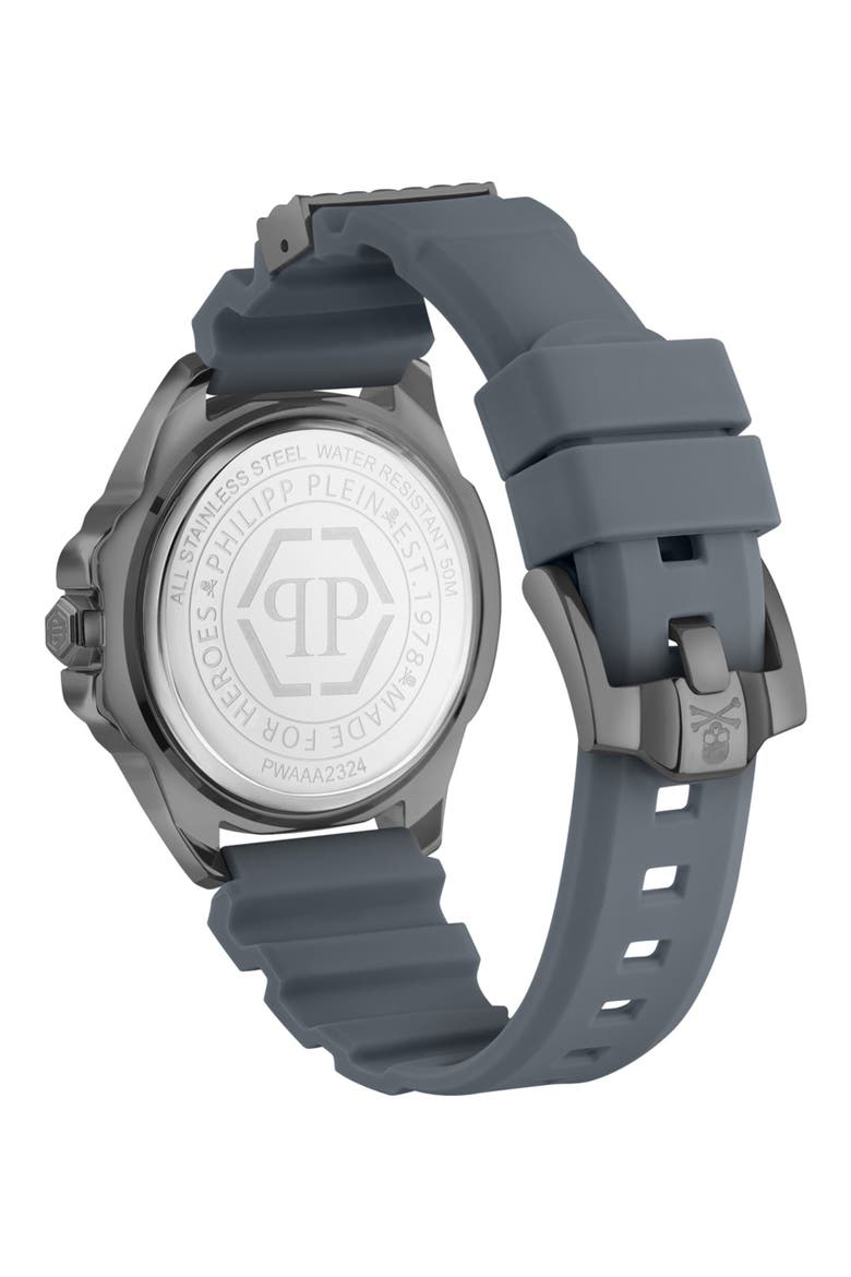 The $kull Silicone Strap Watch, 44mm, Alternate, color, IP GUNMETAL