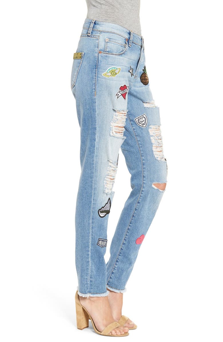 STS Blue 'Tomboy Skinny' Patched Jeans, Alternate, color, 
