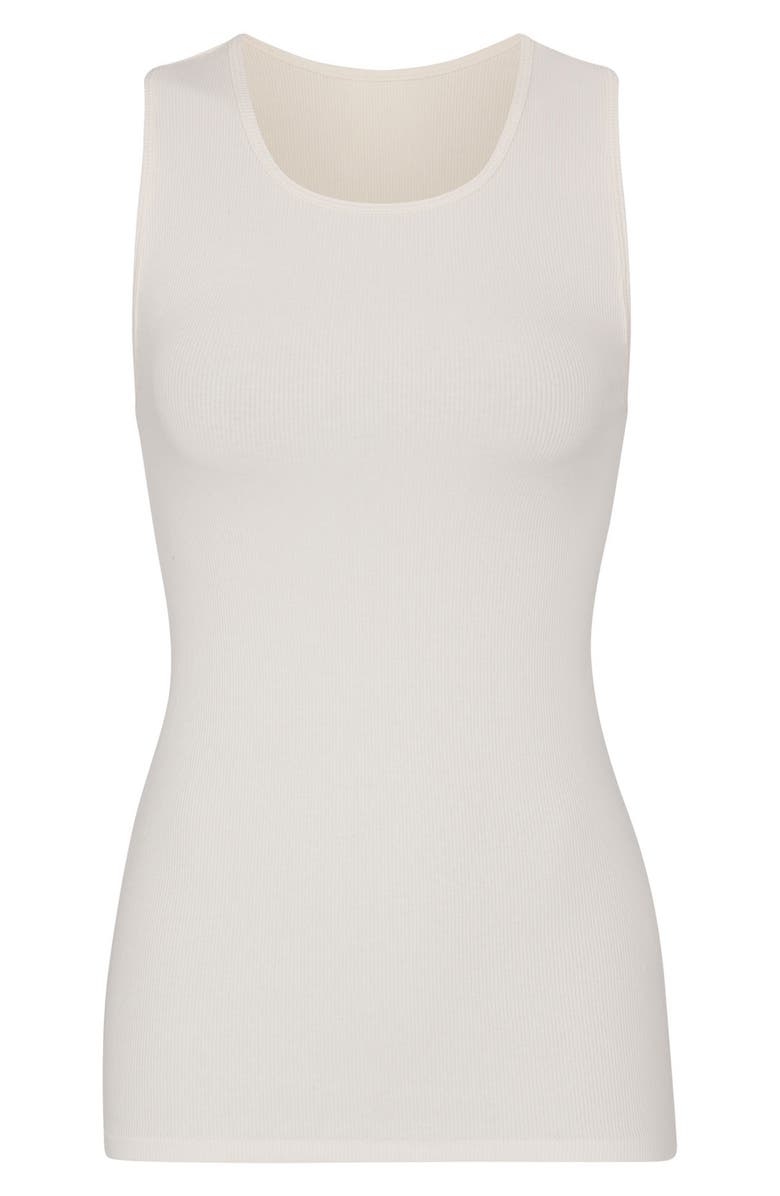 SKIMS Stretch Cotton Rib Long Tank, Alternate, color, Bone