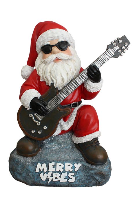 Merry Vibes Rockstar Santa Christmas Figurine