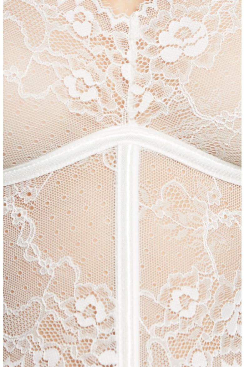 Lace Bra, Garter Belt & G-String Thong, Alternate, color, WHITE